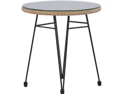 Outlet Beliani Set bistrot con cuscini TROPEA II Rattan sintetico (PE) Naturale Marrone Nero