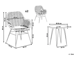 Outlet Beliani Set bistrot con cuscini TROPEA II Rattan sintetico (PE) Naturale Marrone Nero