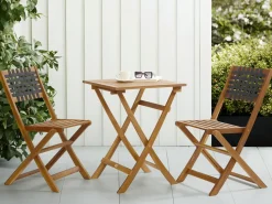 New Beliani Set bistrot CONIOLO Legno d'acacia Marrone/Nero Marrone Nero