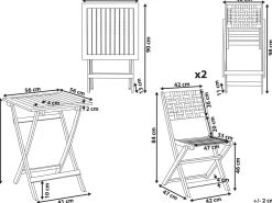 New Beliani Set bistrot CONIOLO Legno d'acacia Marrone/Nero Marrone Nero