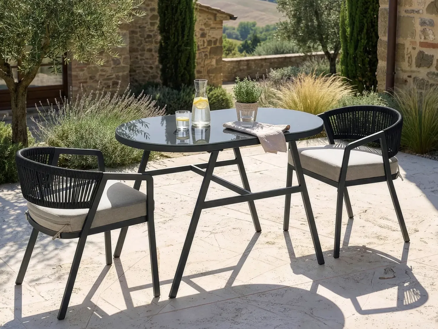 Online Beliani Set bistrot MUROS Metallo Grigio Beige Grigio