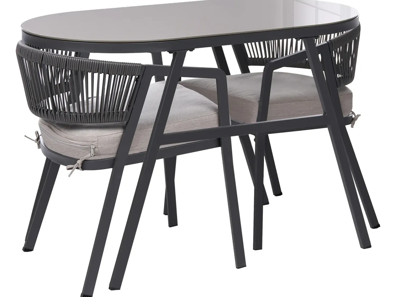 Online Beliani Set bistrot MUROS Metallo Grigio Beige Grigio