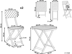Sale Beliani Set bistrot Pieghevole ARDORE Legno d'eucalipto Marrone