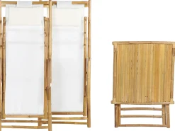 Outlet Beliani Set bistrot Pieghevole ATRANI/MOLISE Bambù Marrone chiaro Bianco Marrone