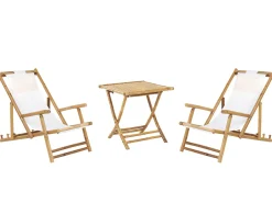Outlet Beliani Set bistrot Pieghevole ATRANI/MOLISE Bambù Marrone chiaro Bianco Marrone