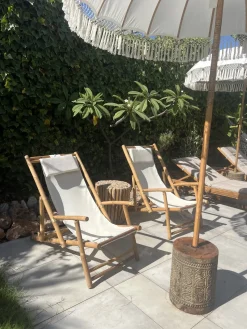 Outlet Beliani Set bistrot Pieghevole ATRANI/MOLISE Bambù Marrone chiaro Bianco Marrone