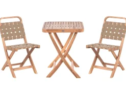 New Beliani Set bistrot Pieghevole CALCIANO Legno di acacia certificato Marrone Beige Marrone