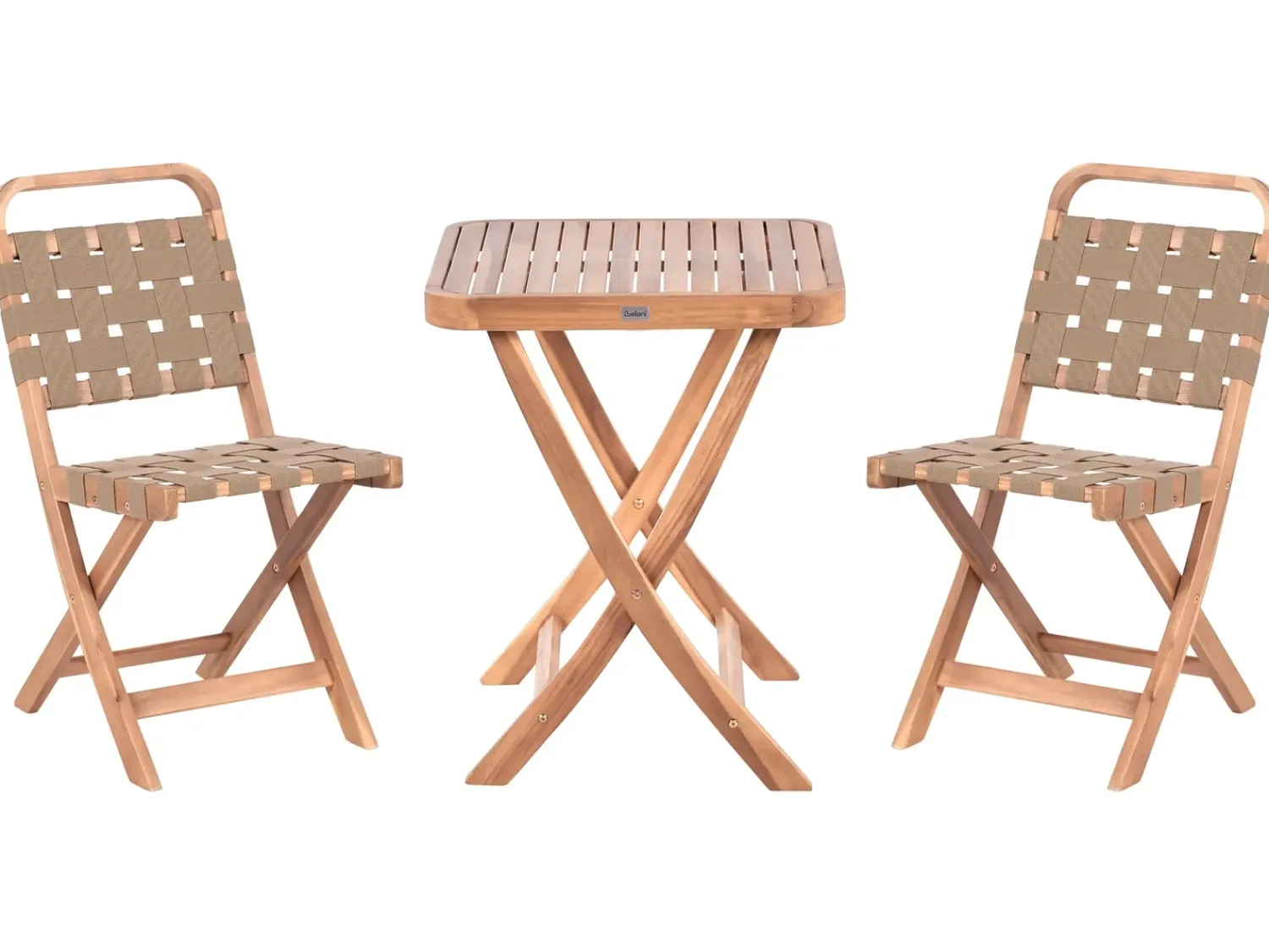 New Beliani Set bistrot Pieghevole CALCIANO Legno di acacia certificato Marrone Beige Marrone