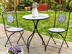 Beliani Pieghevole CAMPRENA Metallo Nero Bianco Blu Nero