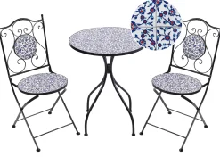 Beliani Pieghevole CAMPRENA Metallo Nero Bianco Blu Nero
