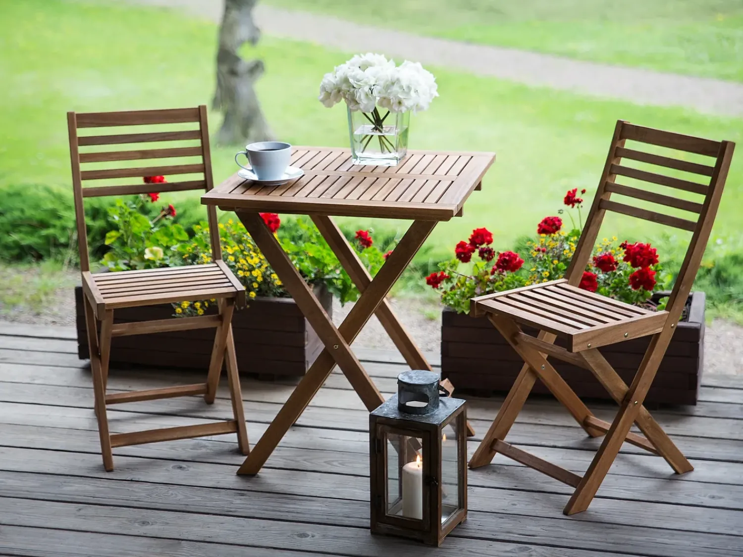 Sale Beliani Set bistrot Pieghevole FIJI Legno d'acacia chiaro Marrone