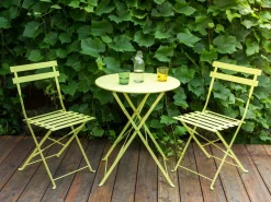 Beliani Set bistrot Pieghevole FIORI Metallo lime Verde