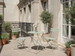 Clearance Beliani Set bistrot Pieghevole FIORI Metallo Grigio