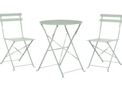Clearance Beliani Set bistrot Pieghevole FIORI Metallo Grigio