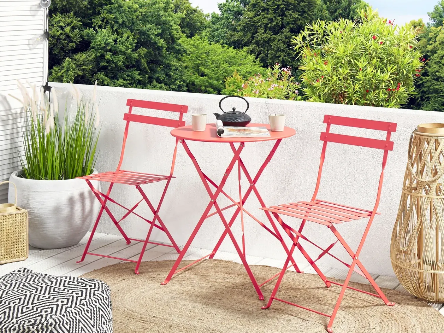 Discount Beliani Pieghevole FIORI Metallo Rosso