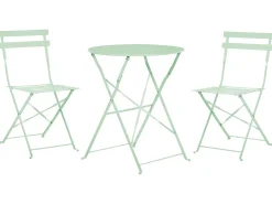 Clearance Beliani Set bistrot Pieghevole FIORI Metallo menta Verde