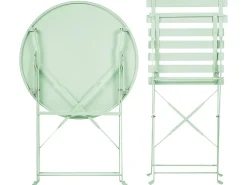Clearance Beliani Set bistrot Pieghevole FIORI Metallo menta Verde