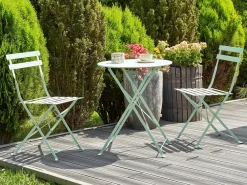 Clearance Beliani Set bistrot Pieghevole FIORI Metallo menta Verde