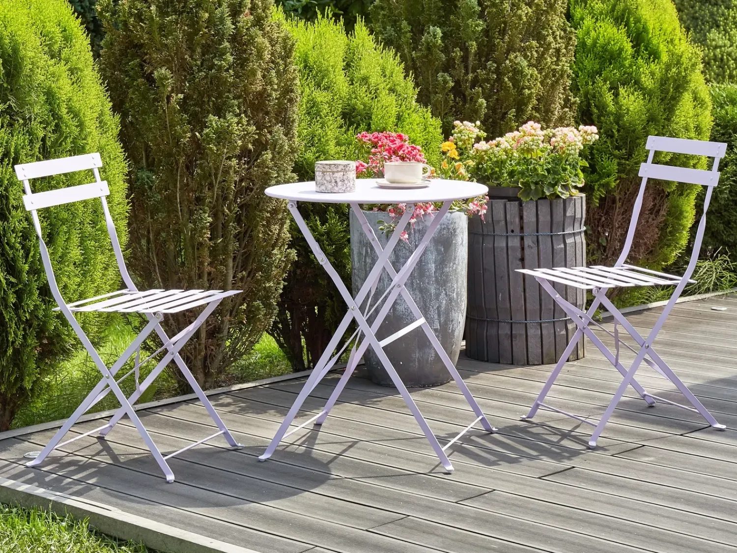 Best Beliani Set bistrot Pieghevole FIORI Metallo Viola