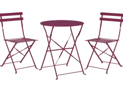 Hot Beliani Set bistrot Pieghevole FIORI Metallo Bordeaux Rosso