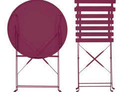 Hot Beliani Set bistrot Pieghevole FIORI Metallo Bordeaux Rosso