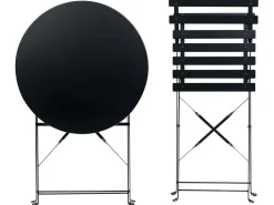Beliani Set bistrot Pieghevole FIORI Metallo Nero