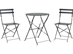 Beliani Set bistrot Pieghevole FIORI Metallo Nero