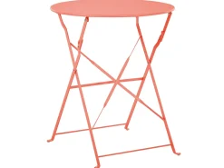 New Beliani Set bistrot Pieghevole FIORI Metallo Corallo Rosso