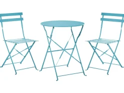 New Beliani Set bistrot Pieghevole FIORI Metallo oltremare Blu