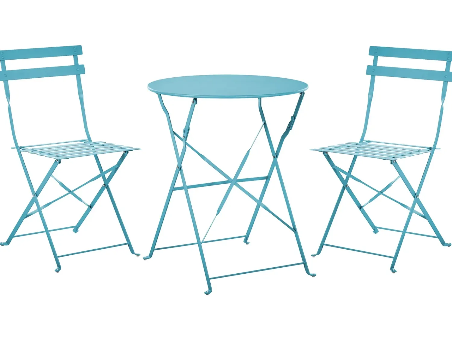 New Beliani Set bistrot Pieghevole FIORI Metallo oltremare Blu