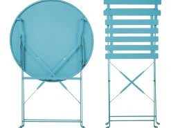 New Beliani Set bistrot Pieghevole FIORI Metallo oltremare Blu