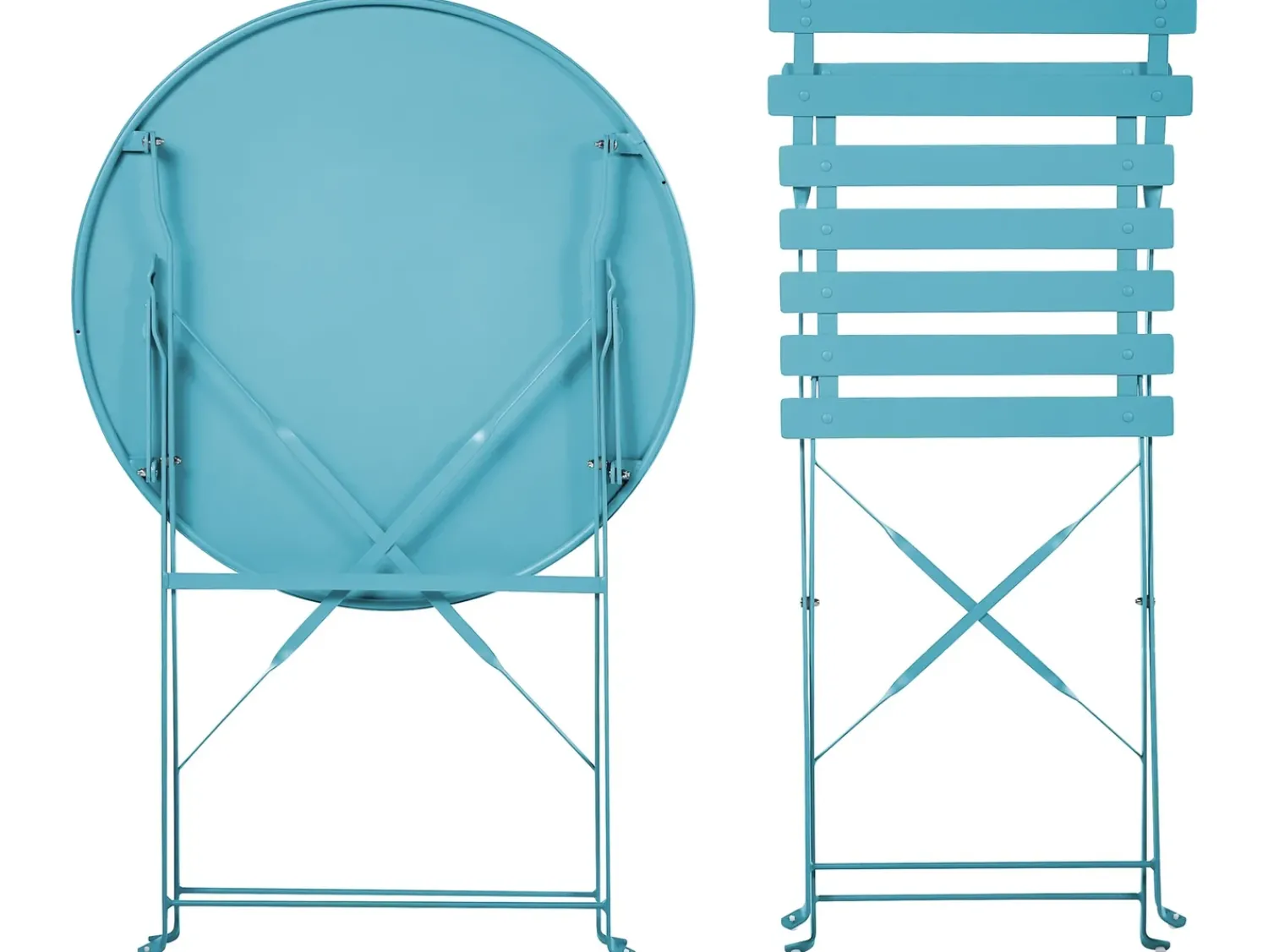 New Beliani Set bistrot Pieghevole FIORI Metallo oltremare Blu