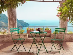 Beliani Set bistrot Pieghevole FIORI Metallo scuro Verde