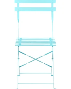 Beliani Set bistrot Pieghevole FIORI Metallo Turchese Blu