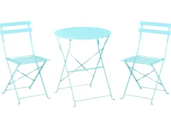 Beliani Set bistrot Pieghevole FIORI Metallo Turchese Blu