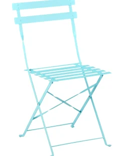 Beliani Set bistrot Pieghevole FIORI Metallo Turchese Blu