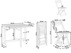 Beliani Set bistrot Pieghevole LENOLA Legno d'acacia Marrone