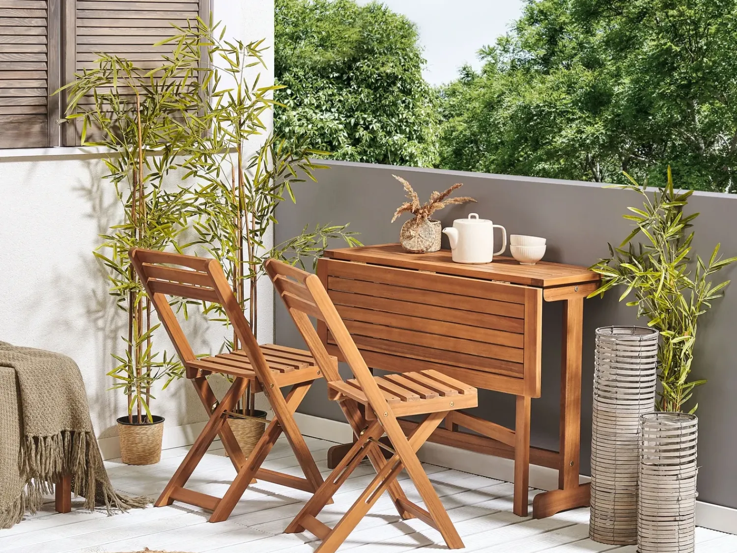 Beliani Set bistrot Pieghevole LENOLA Legno d'acacia Marrone