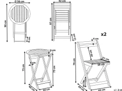 Best Beliani Set bistrot Pieghevole SACILE Legno d'acacia Marrone