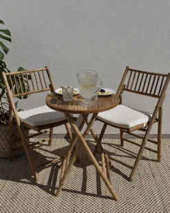 Hot Beliani Set bistrot Pieghevole SAVELLETRI Bambù Marrone Bianco Marrone