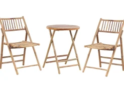 Hot Beliani Set bistrot Pieghevole SAVELLETRI Bambù Marrone Bianco Marrone