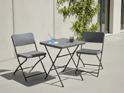 Hot Beliani Set bistrot Pieghevole TRAPPETO Grigio Grigio Nero