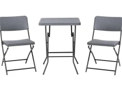 Hot Beliani Set bistrot Pieghevole TRAPPETO Grigio Grigio Nero
