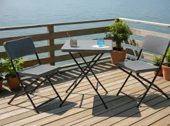 Hot Beliani Set bistrot Pieghevole TRAPPETO Grigio Grigio Nero