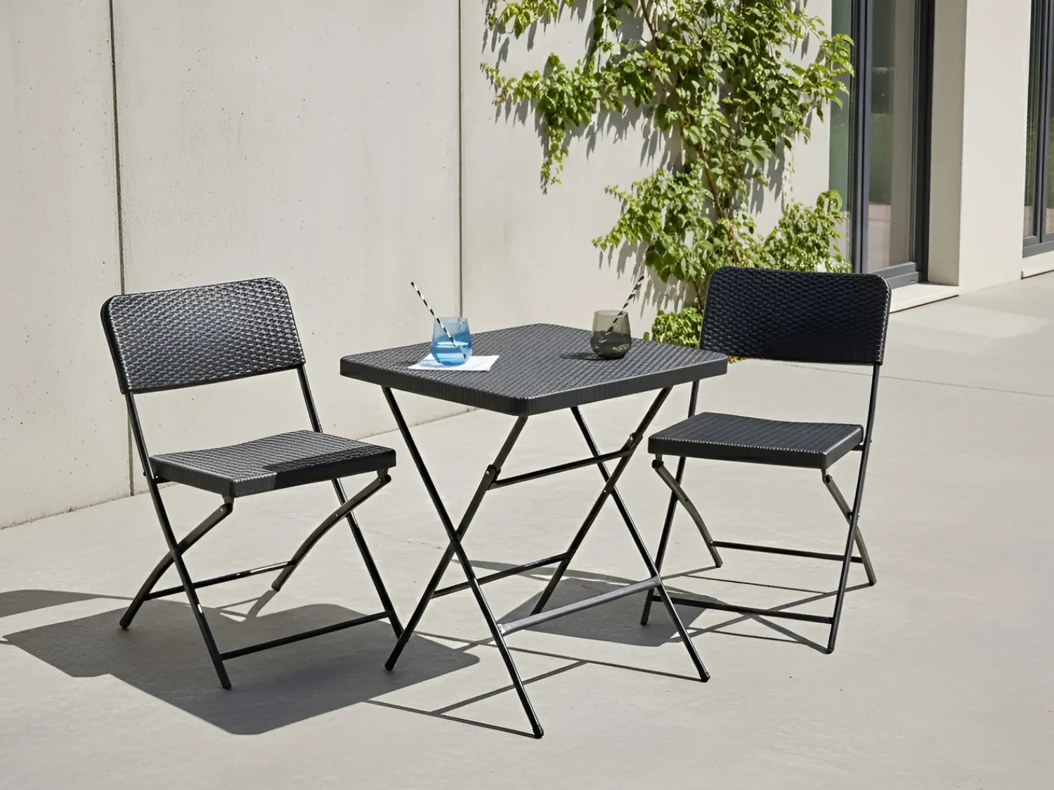 Hot Beliani Set bistrot Pieghevole TRAPPETO Nero
