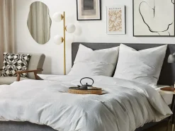 Discount Beliani Set Copripiumino AVONDALE Raso di Cotone 155 x 220 cm Bianco