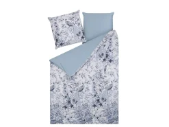 Hot Beliani Set Copripiumino BALLARD Raso di Cotone Blu Bianco Blu Grigio