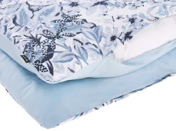 Hot Beliani Set Copripiumino BALLARD Raso di Cotone Blu Bianco Blu Grigio