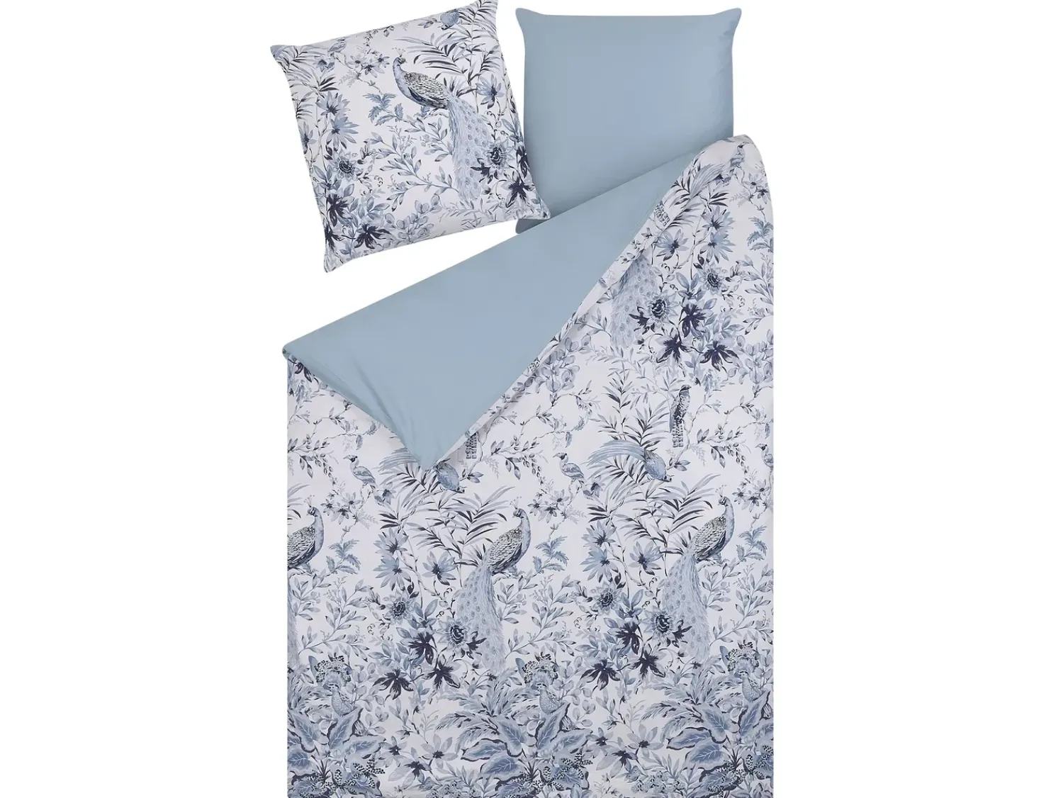 Hot Beliani Set Copripiumino BALLARD Raso di Cotone Blu Bianco Blu Grigio