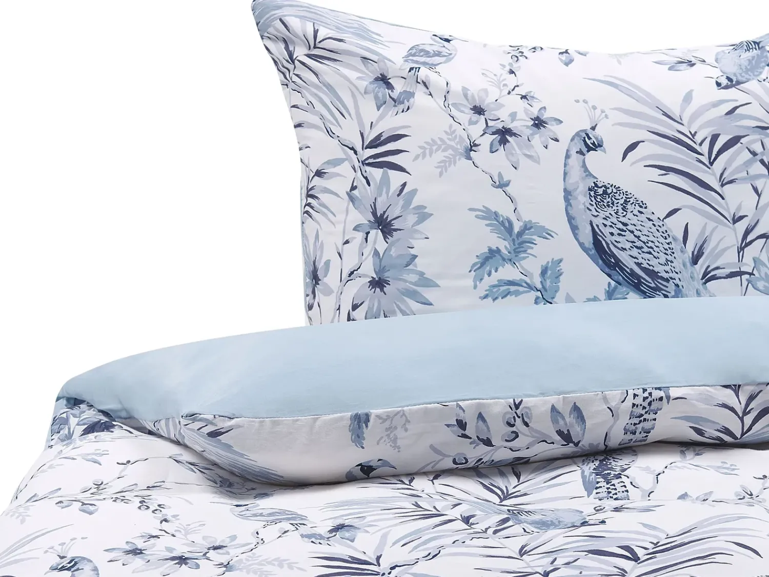 Hot Beliani Set Copripiumino BALLARD Raso di Cotone Blu Bianco Blu Grigio